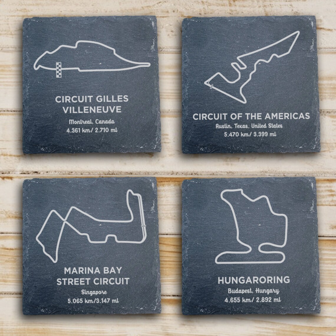 Engraved The Grand Prix Formula 1 Circuits Slate Coasters F1 Etsy