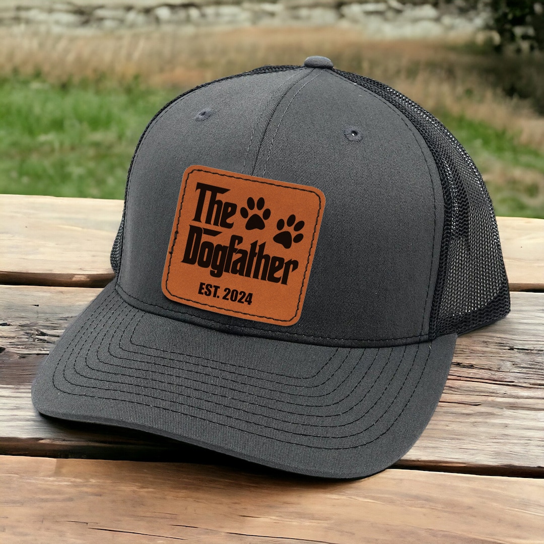 Personalized Dog Dad Gifts Trucker Hat - Custom the Dogfather Leather Patch Cap, Father's Day ...