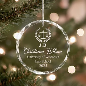 Personalized Law Degree Graduation Ornament, Custom Christmas Lawyer Gift, Class of 2025