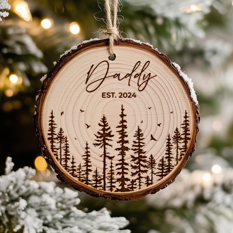 Custom Daddy Frist Christmas Ornament, Engraved New Baby Christmas
