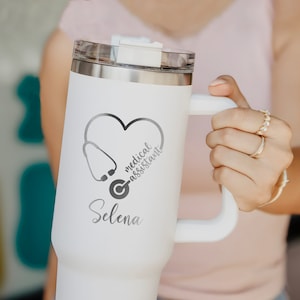 Engraved Medical Assistant 40oz Tumbler With Handle, Custom Certified Medical Insulated Tumbler Keep Hot & Cold, CMA Gifts
