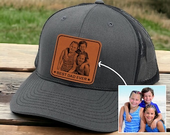 Custom Dad Trucker Hat Fathers Day Gifts - Personalized Cap with Photo Engraved, Made in the USA