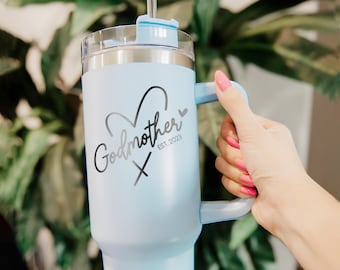 Custom Godmother 40oz Tumbler With Handle, Personalized Gift For GodParents, Will You Be My Godmother, Baptism Gift