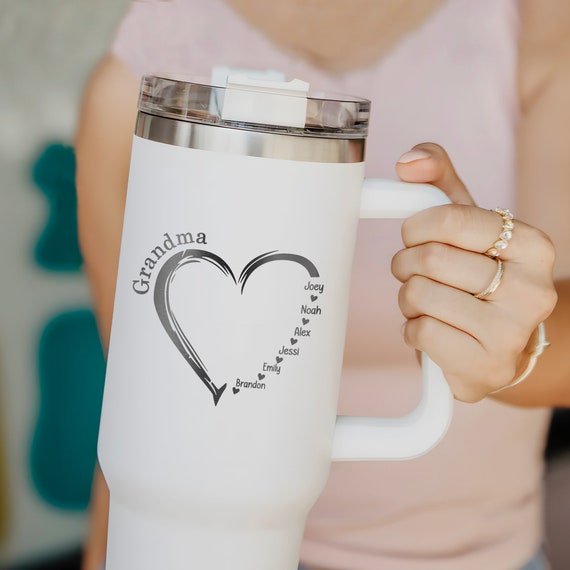 Custom Nana Cup With Grandkid's Name, Personalized Sweet Heart