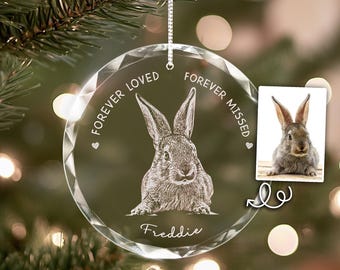 Personalized Rabbit Photo Memorial Ornament, Custom Bunny Photo Christmas Gifts for Bunny Mother, Rabbit Lover Holiday Gifts