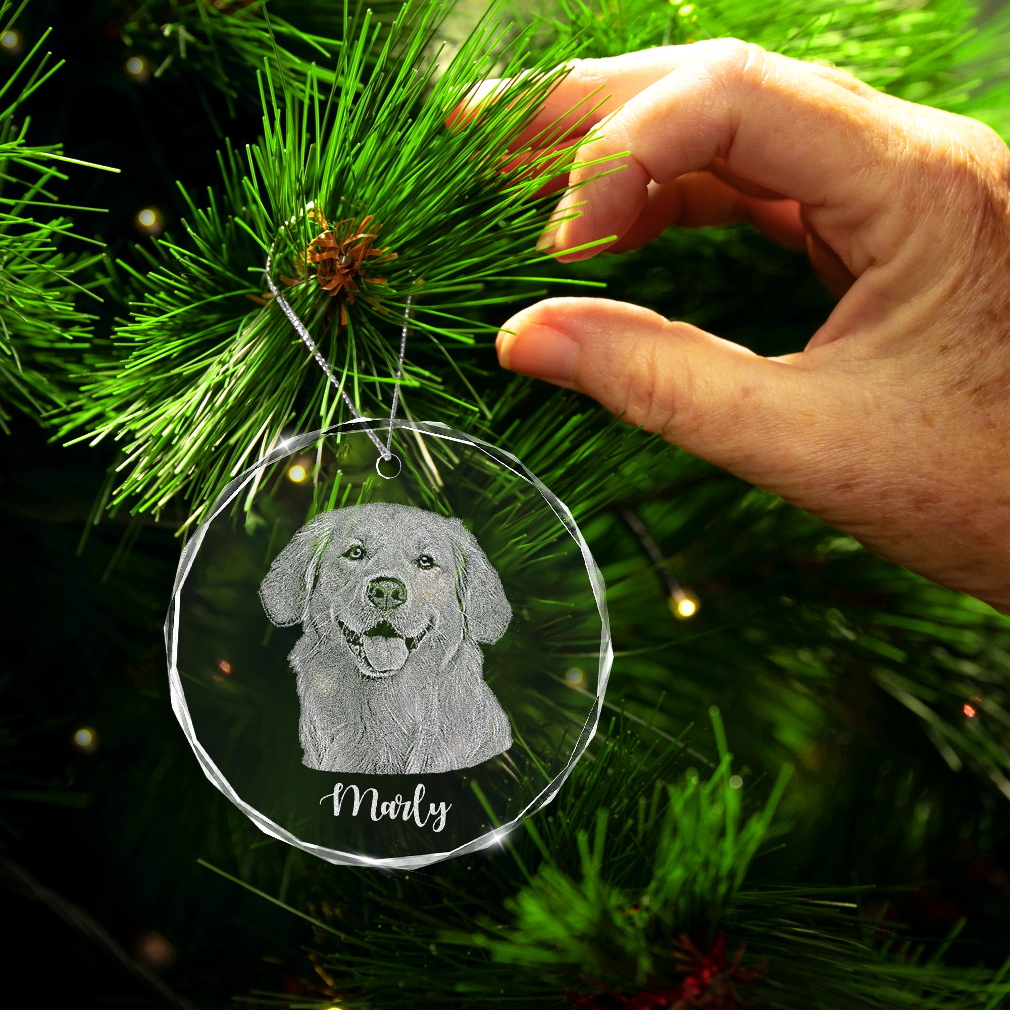 Personalized Puppy Picture Glass Ornament, Custom Dog Ornament ...