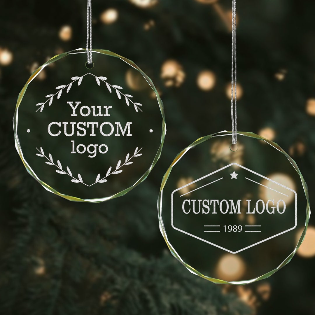Custom Company Logo Glass Ornament Engraved Business Logo Etsy