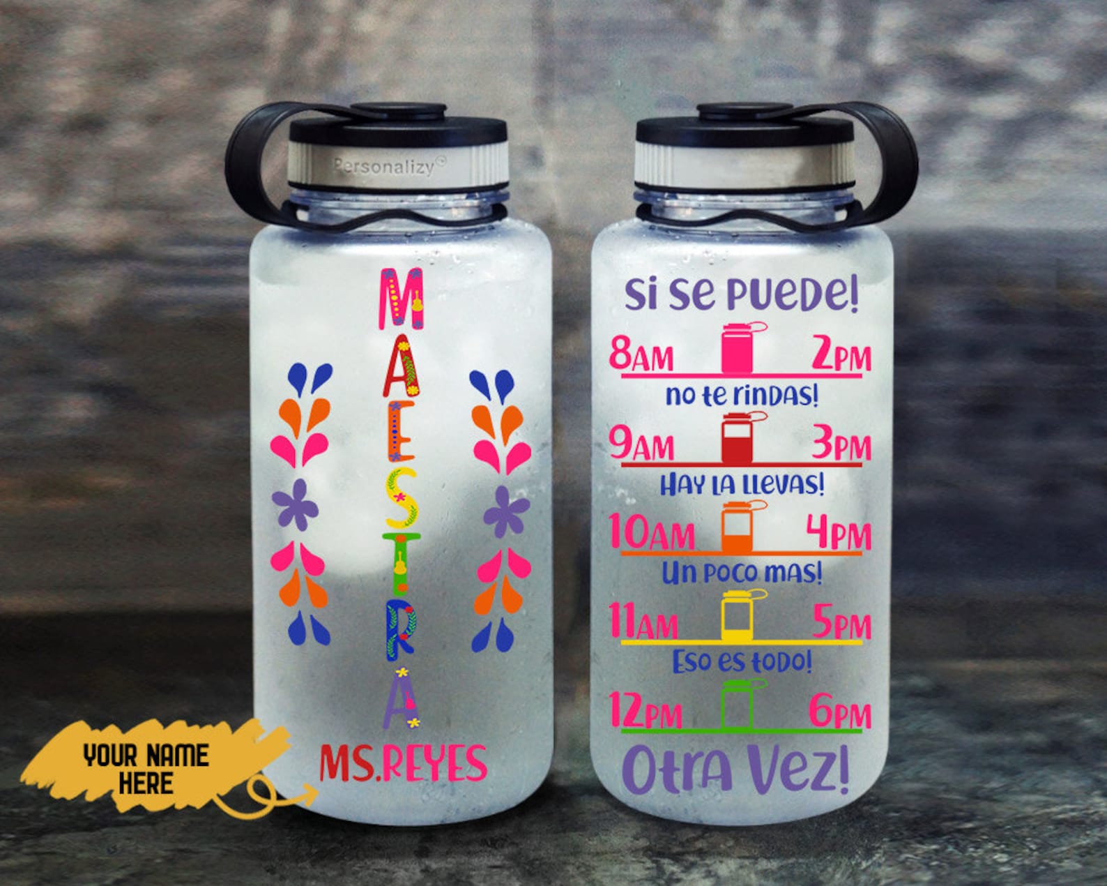 Spanish Teacher Water Bottle Personalized Tracker Water Etsy