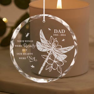 Custom Dragonfly Memorial Ornament, Personalized Sympathy Gift, Loss of Loved One Ornament, Loss of Father Gift, Remembrance Gift
