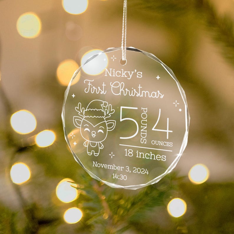 Personalized Christmas Glass Ornaments, First Christmas Baby Gifts for
