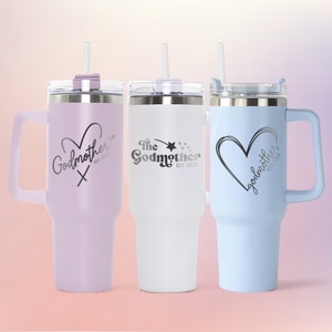 Custom Godmother 40oz Tumbler With Handle, Personalized Gift For GodParents, Will You Be My Godmother, Baptism Gift