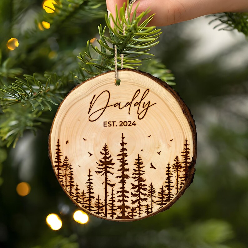 Custom Daddy Frist Christmas Ornament, Engraved New Baby Christmas