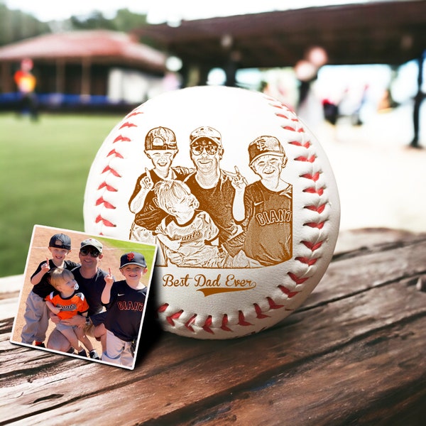 Custom Photo on Baseball Ball Engraved - Personalized Your Kids Picture Father's Day Present