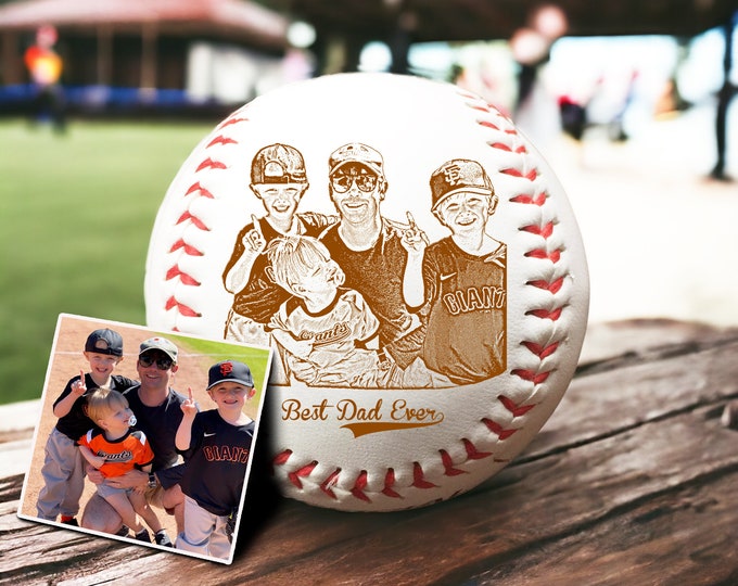 Custom Photo on Baseball Ball Engraved - Personalized Your Kids Picture Father's Day Present