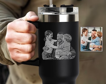 Custom Fathers Day Gifts for Dad, Engraved Your Favorite Photo on 40oz Tumbler, Unique Gifts for Father, Grandpa