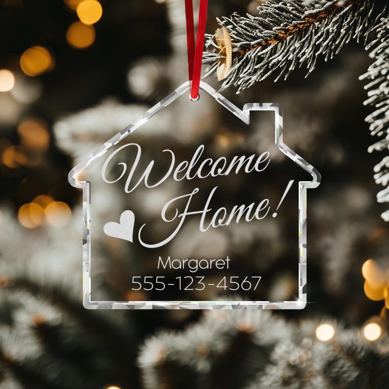 Personalized Housewarming Ornament Gift, Home Glass Ornament