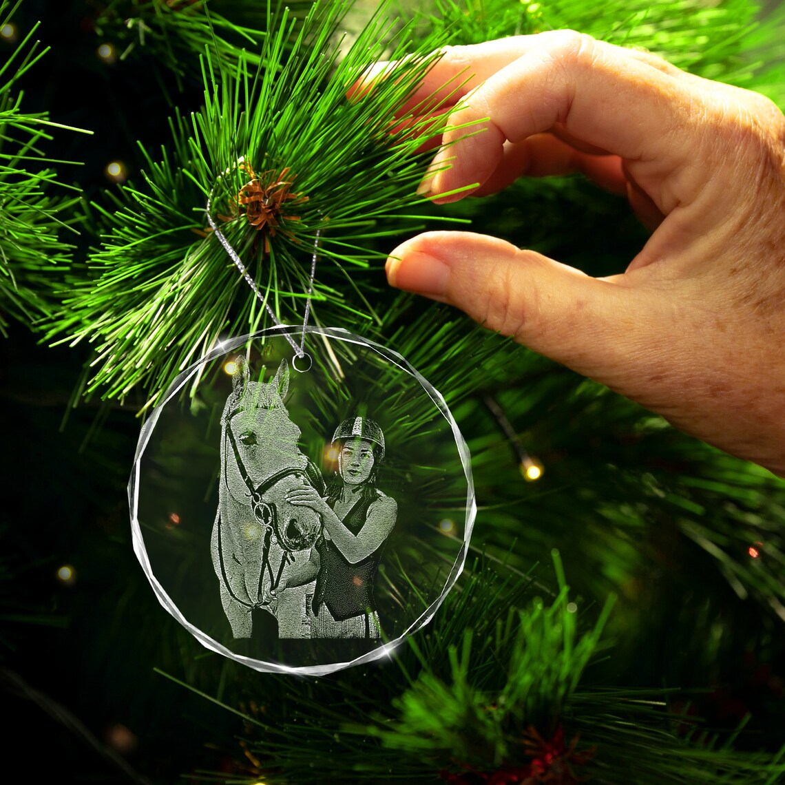 Engraved Photo Crystal Glass Ornament Personalized Christmas image 4