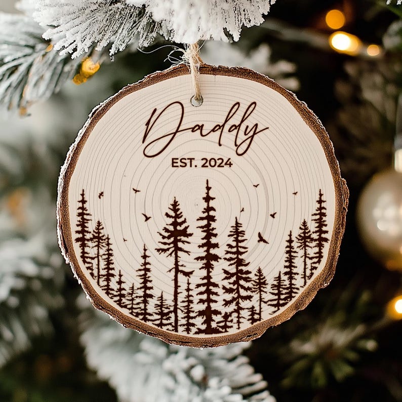 Custom Daddy Frist Christmas Ornament, Engraved New Baby Christmas