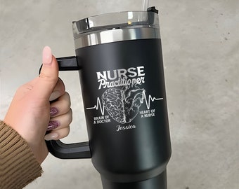 Personalized Nurse Practitioner 40oz Tumbler With Handle, Engraved Custom Nurse Practitioner Gifts For Women, NP Gifts, FNP Gifts