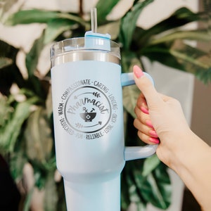Personalized Pharmacist 40oz Tumbler With Handle & Straw, Custom Pharmacy Tech Graduation Gift, Pharmacist Squad Gift for Her Him