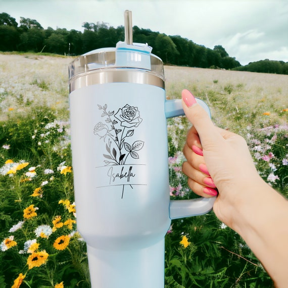 Birth Month Flower 40oz Tumbler Gifts For Her, Custom Birth Flower Cup, Unique Mother's Day Gifts for Mom, Grandma