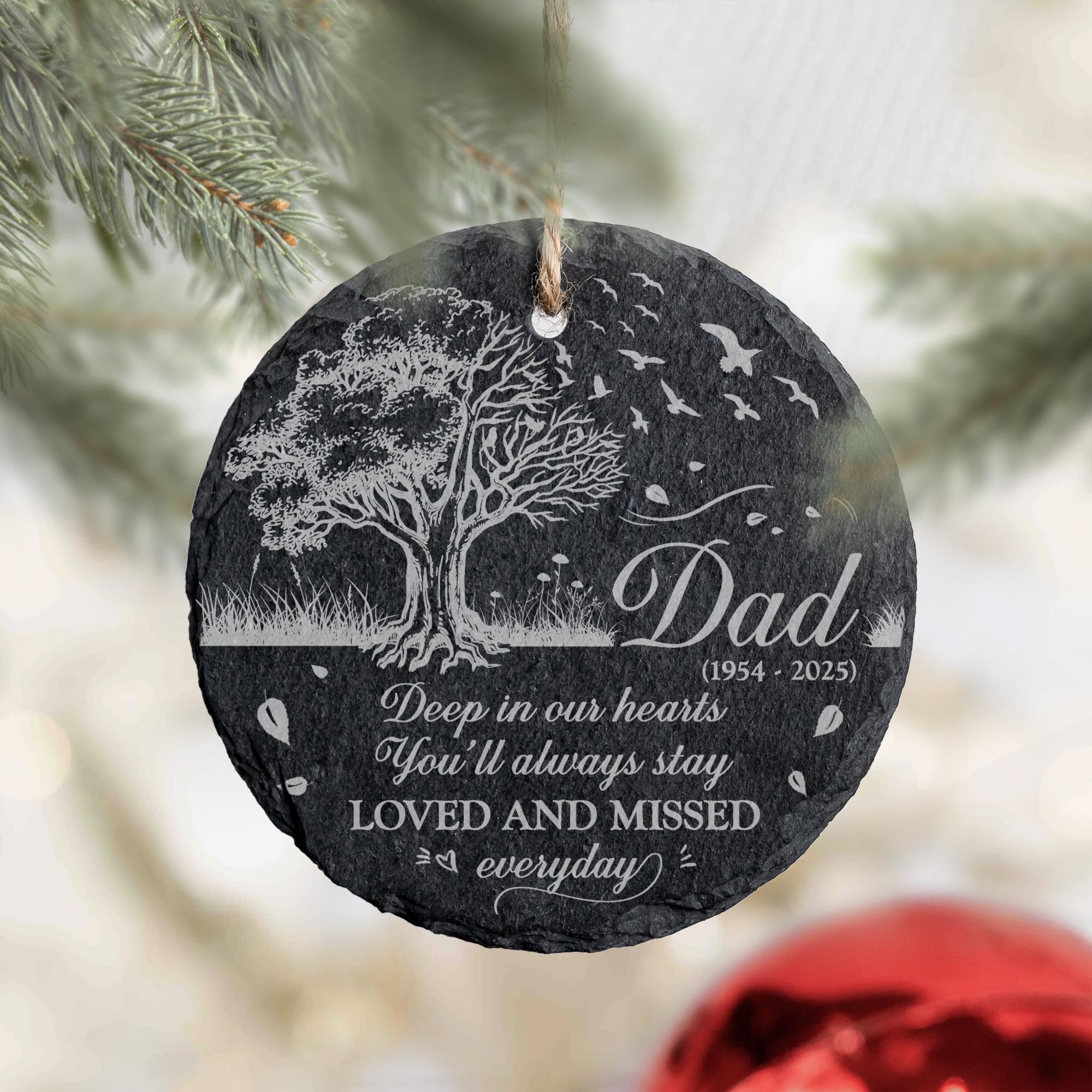 Personalized Dad Memorial Stone Ornament, Engraved Garden Slate Stone Gift for Loss of Dad, In Memory of Dad in Heaven Sympathy Gift