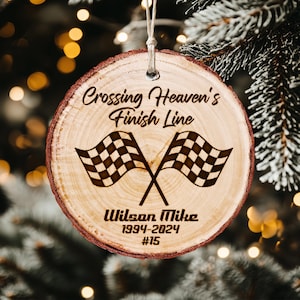 Personalized Racer Memorial Ornament, Custom Crossing Heaven's Finish ...