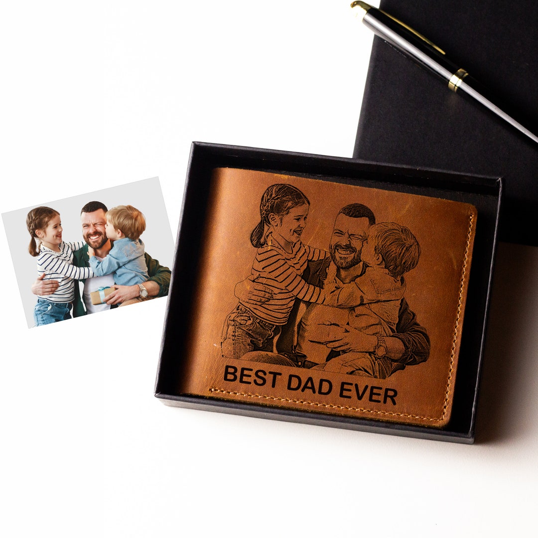 Custom Photo Leather Wallet for Dad - Personalized Fathers Day Gift ...