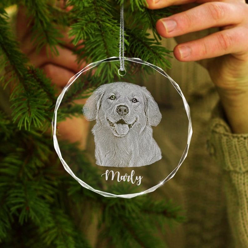 Personalized Puppy Picture Glass Ornament, Custom Dog Ornament ...