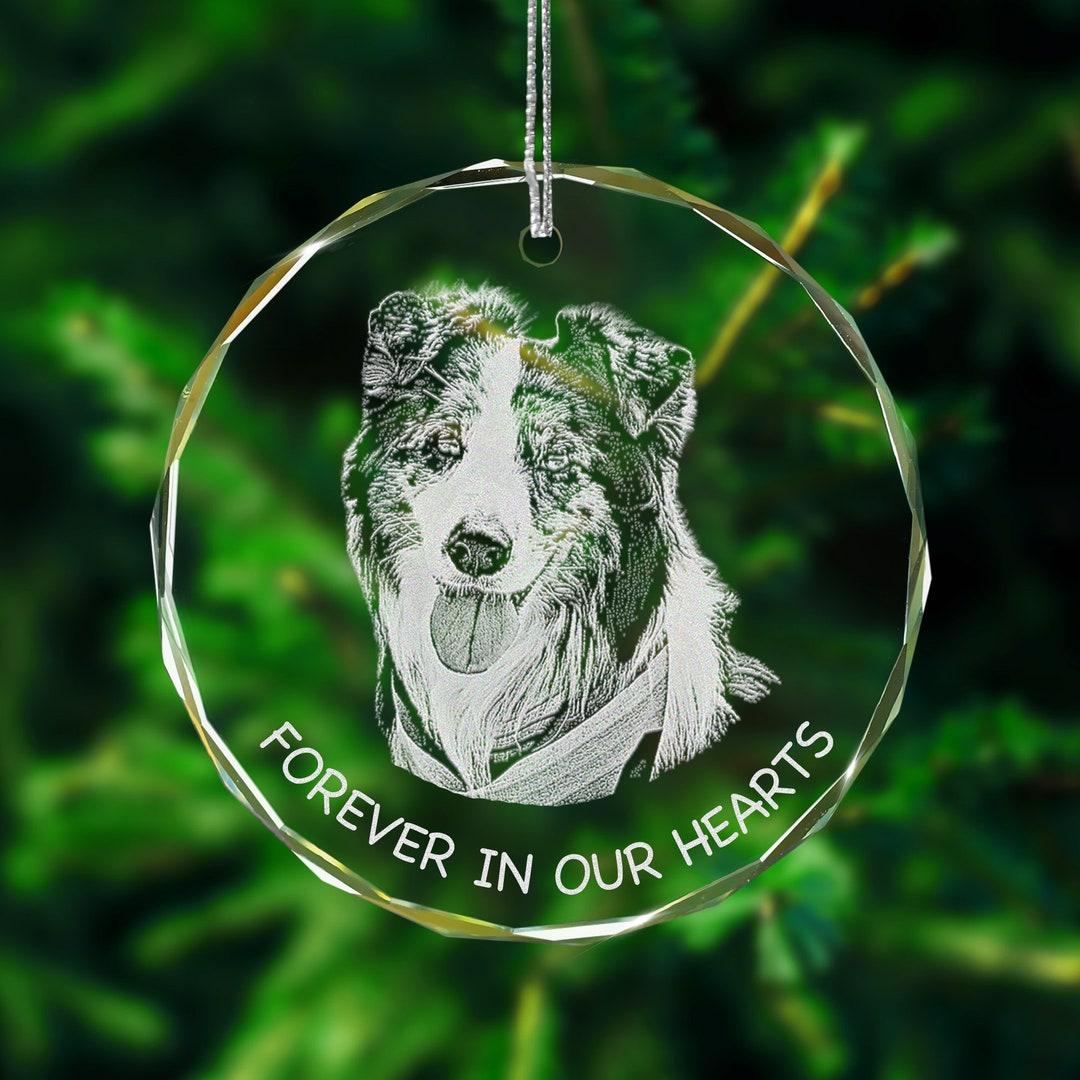 Personalized Dog Photo Crystal Ornament - Custom Engraved Christmas ...