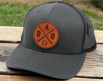 Custom Baseball Dad Leather Patch Cap - Personalized Father's Day Gift for Baseball Lover