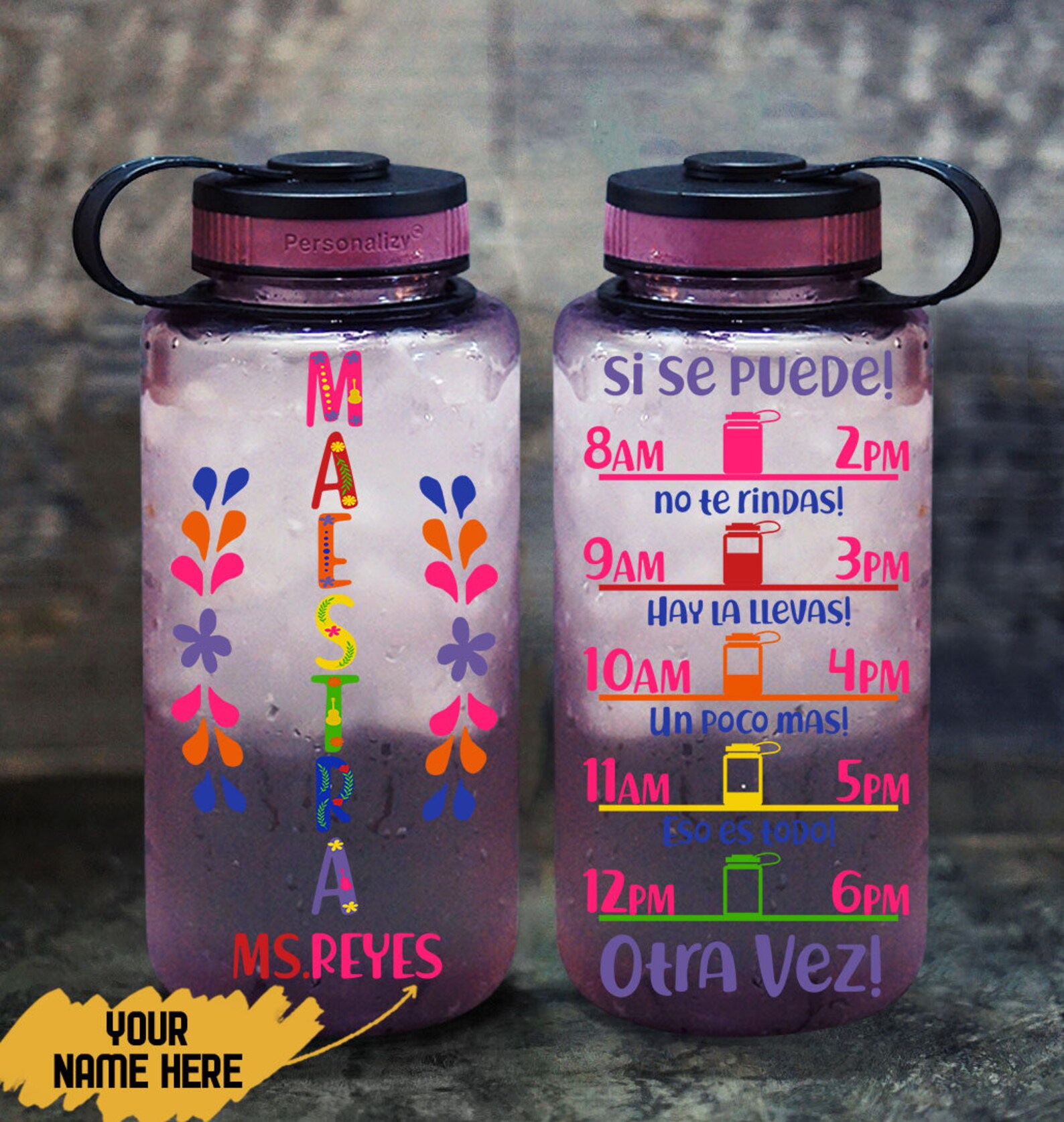 Spanish Teacher Water Bottle Personalized Tracker Water Etsy