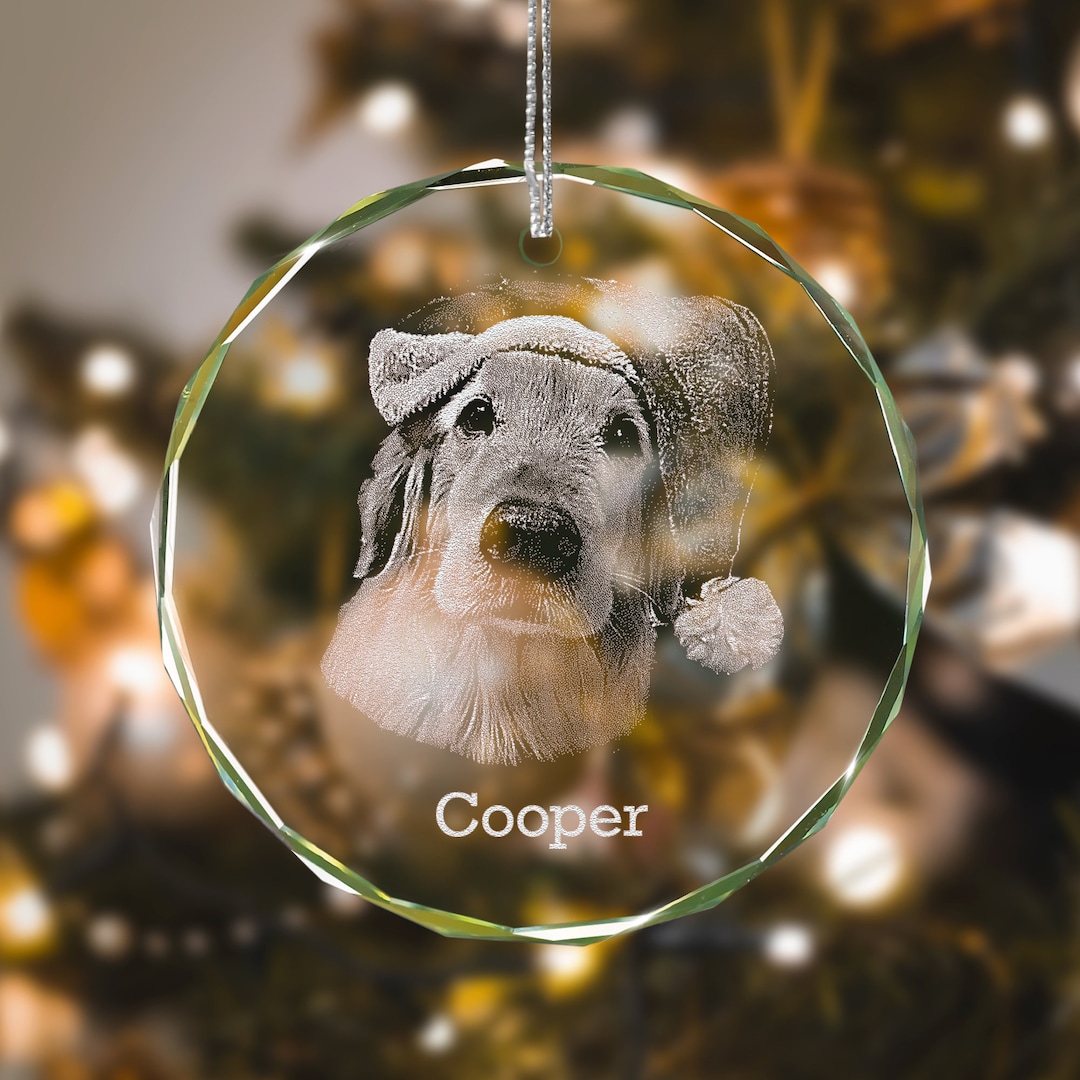Personalized Puppy Picture Glass Ornament, Custom Dog Ornament ...