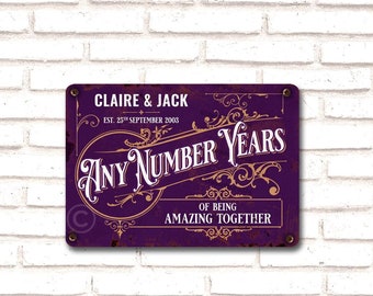 Personalised Anniversary Gift, Printed Metal Poster, Wedding Gift, Amazing Together Sign, Partnership Anniversary Gift
