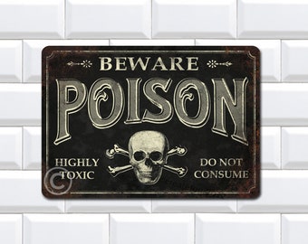Vintage Style Poison Sign, Halloween Prop, Victorian Style Sign, Horror decor