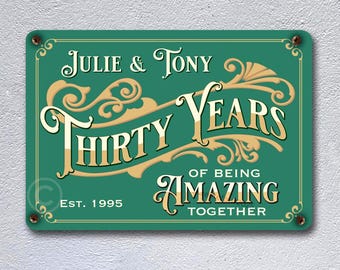 Personalised 30th Anniversary Gift, Printed Metal Poster, 30th Wedding Gift, Amazing Together