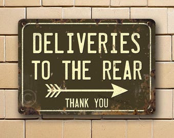 Vintage Style Metal Delivery Sign: Distressed Look Waterproof Printed Sign