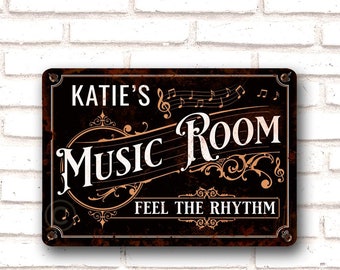 Personalised Music Room Sign, Metal Sign for Music Room, Music Lover Gift