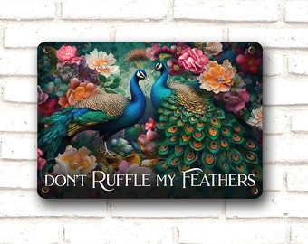 Peacock Wall Art, Metal Sign, Colourful Metal Poster