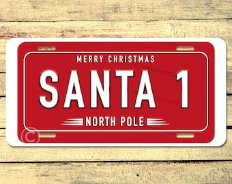 Santa's Sleigh Registration Plate, Christmas Decor, Aluminum Metal Sign
