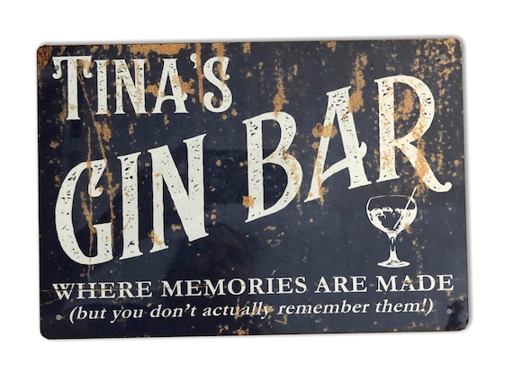 Customised Gin Bar Sign | Metal Rusty Look Printed Signs | Gin Sign | Bar Sign
