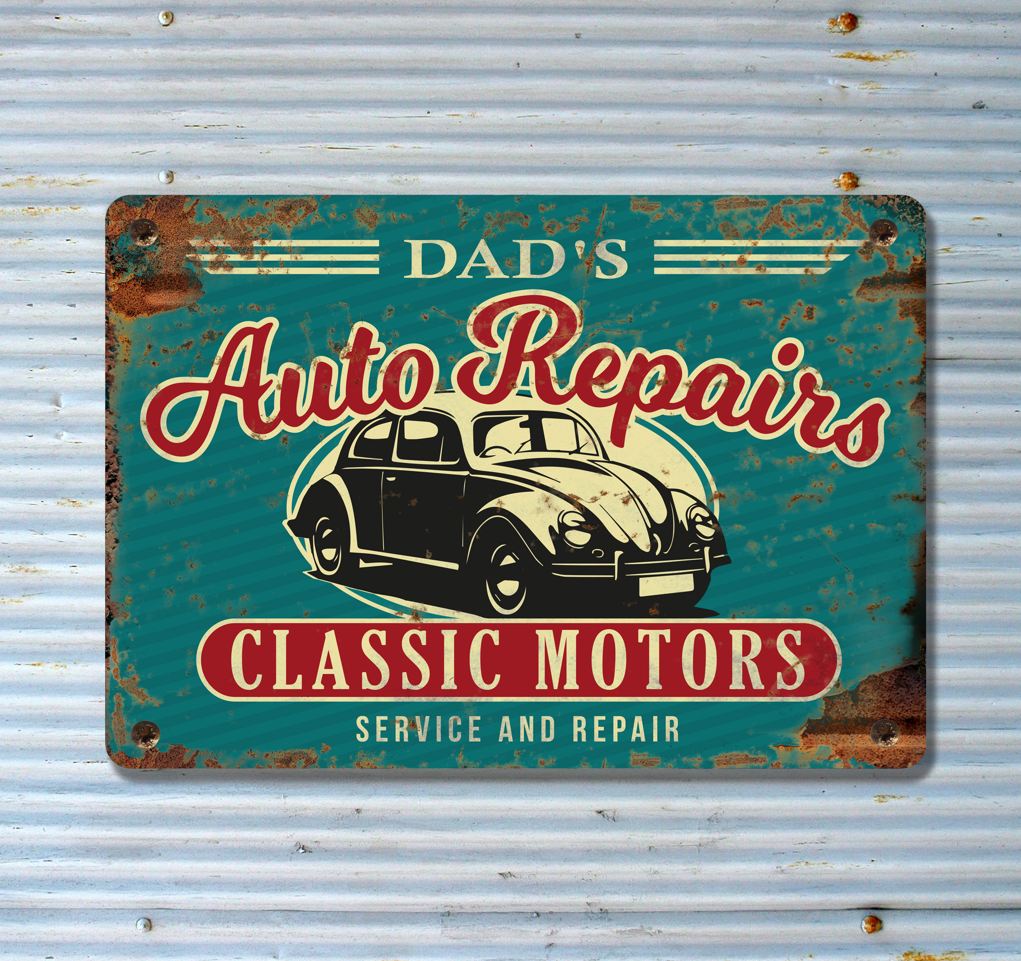 Letreros Personalizados Estilo Vintage Oxidado - Para Garaje, Calle O Decoración Rústica