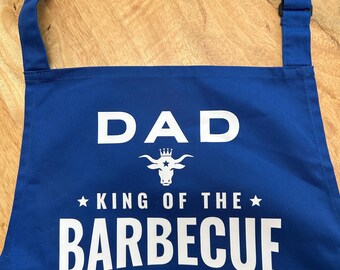 Printed Apron King of the Barbeque, Ideal Dad Gift, Pinny, Overall