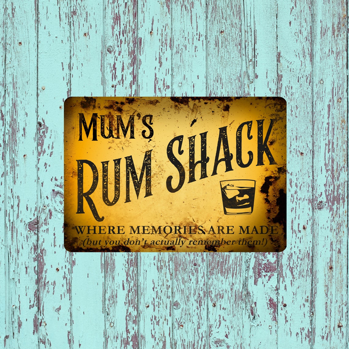 Rum Bar Tin Sign Personalised Rum Shack Metal Rusty Look Etsy