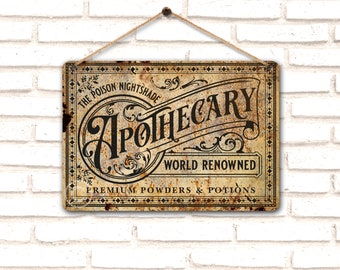 Vintage Style Apothecary Metal Sign: Halloween Victorian Decor