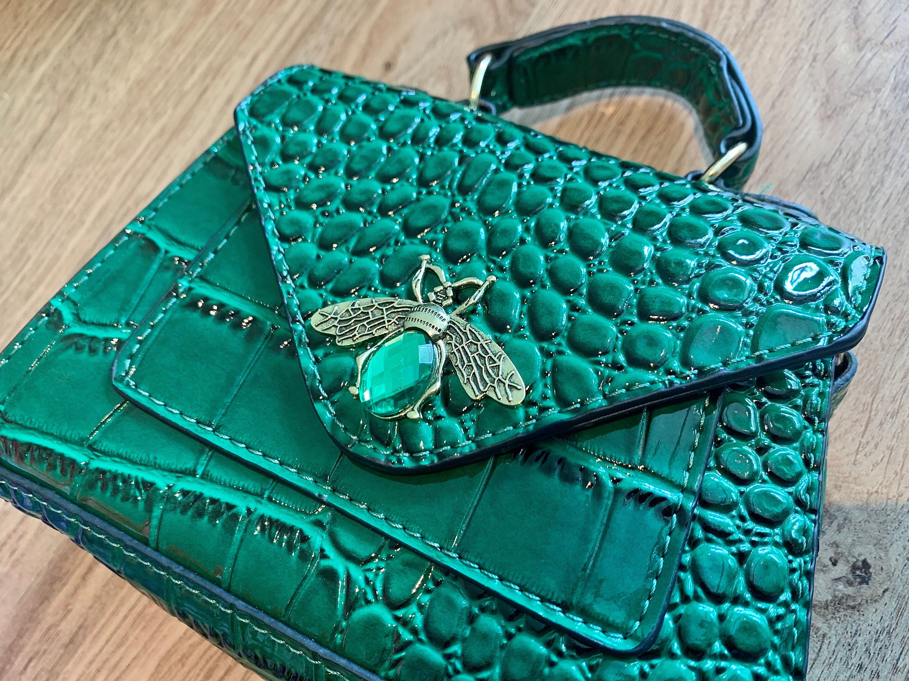 Emerald Velvet Evening Envelop Clutch Bag With Wristlet 