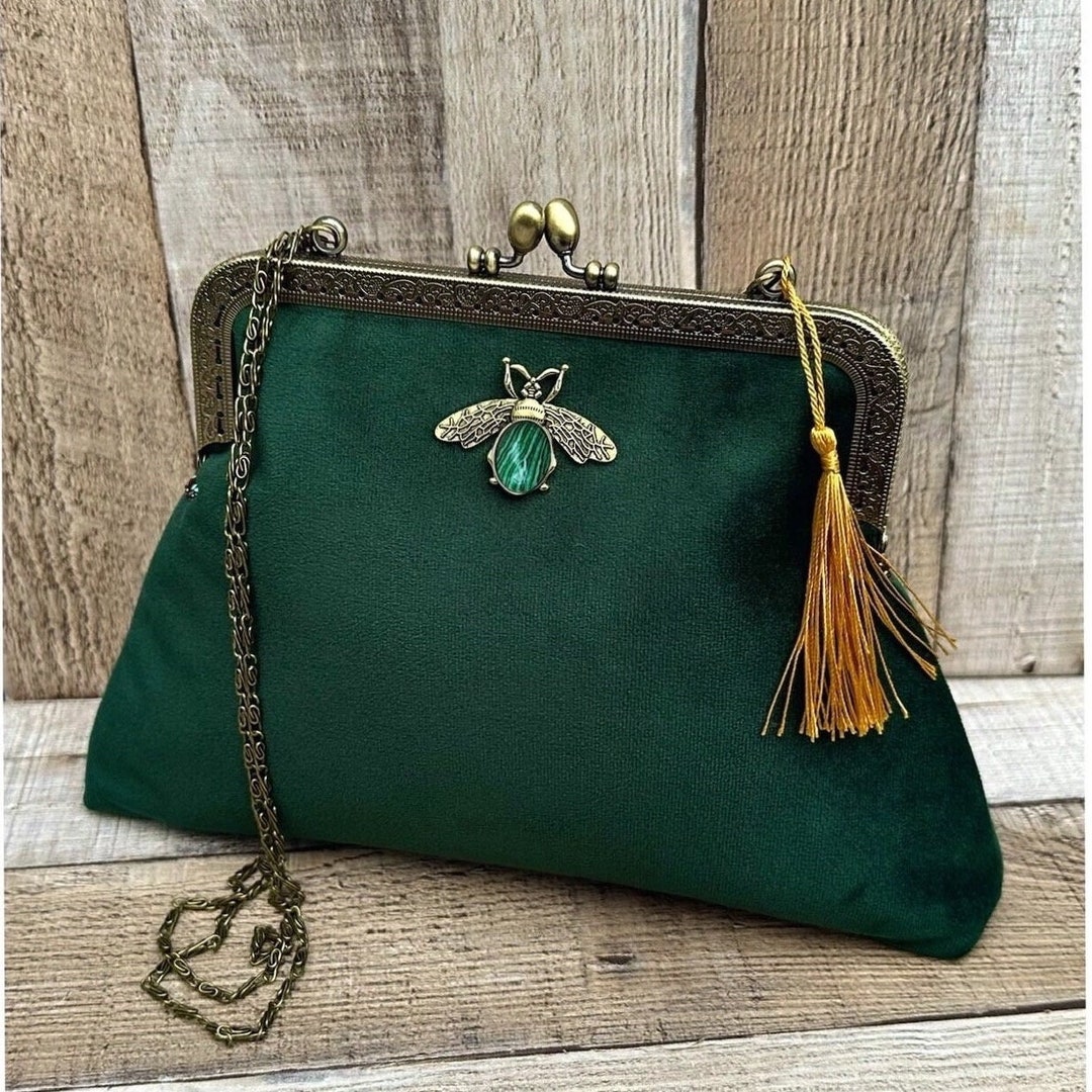 Grüne Handtaschen für Samt Grüne