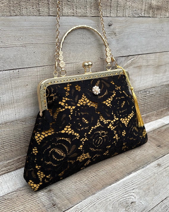 sourcing map Borse da sera da donna, mini pochette con perline