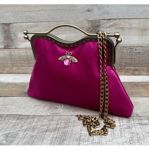 Bolso de noche rosa. Bolso de mano rosa. Bolso de mano de terciopelo. Bolso de mano. Bolso de noche para mujer. Bolso vintage. Tocado rosa.