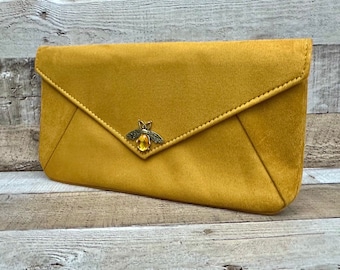 Suede clutch bag. Envelope clutch bag. Evening bag. Clutch bag for women. Yellow purse clutch. Yellow clutch bag